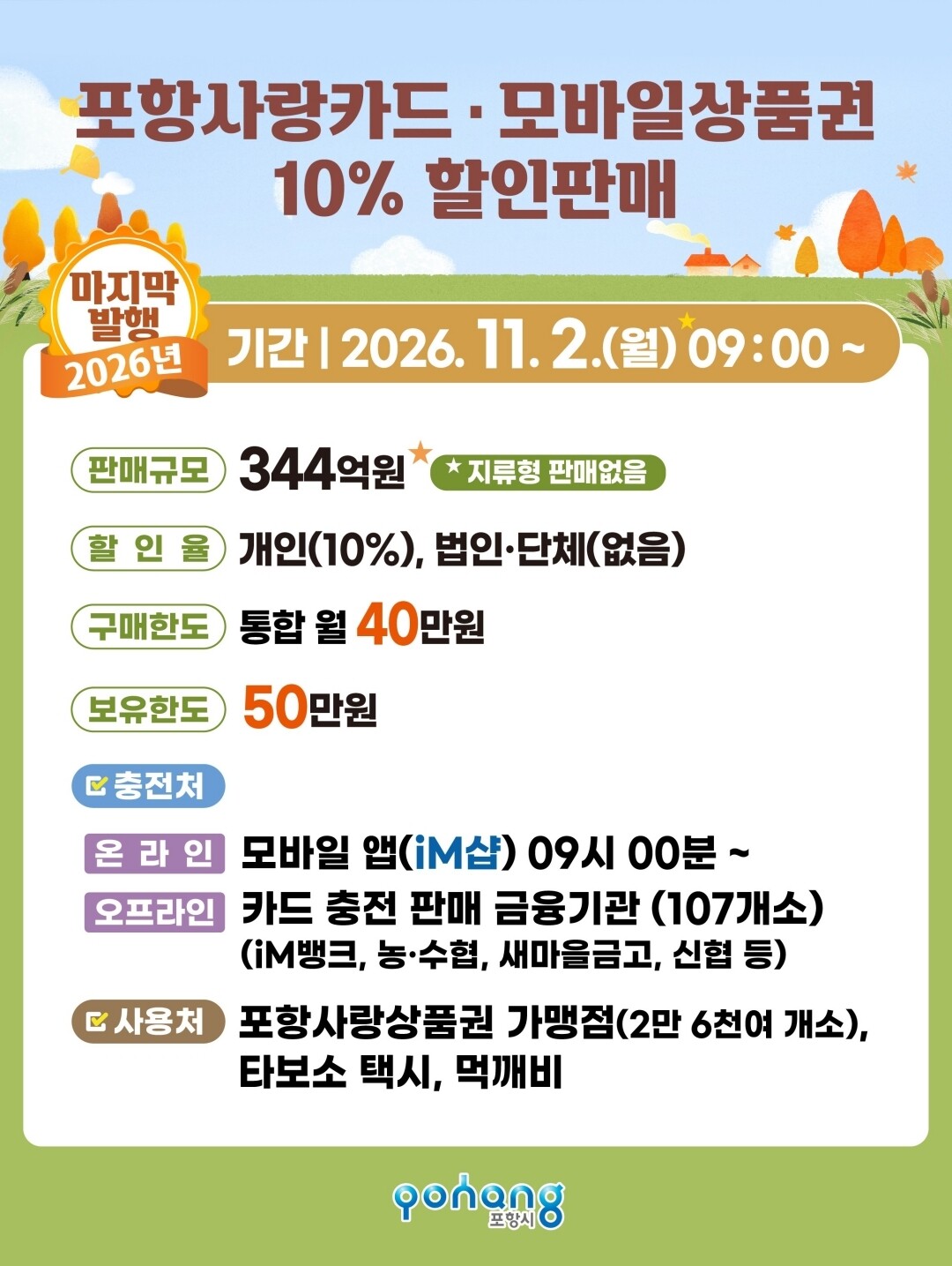 포항시, 올해 마지막 포항사랑상품권 ...