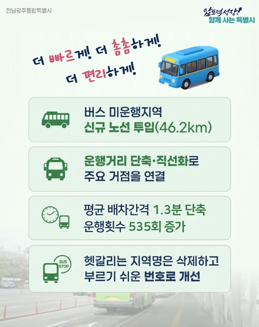 광주 시내버스 31일부터 개편…노선 ...